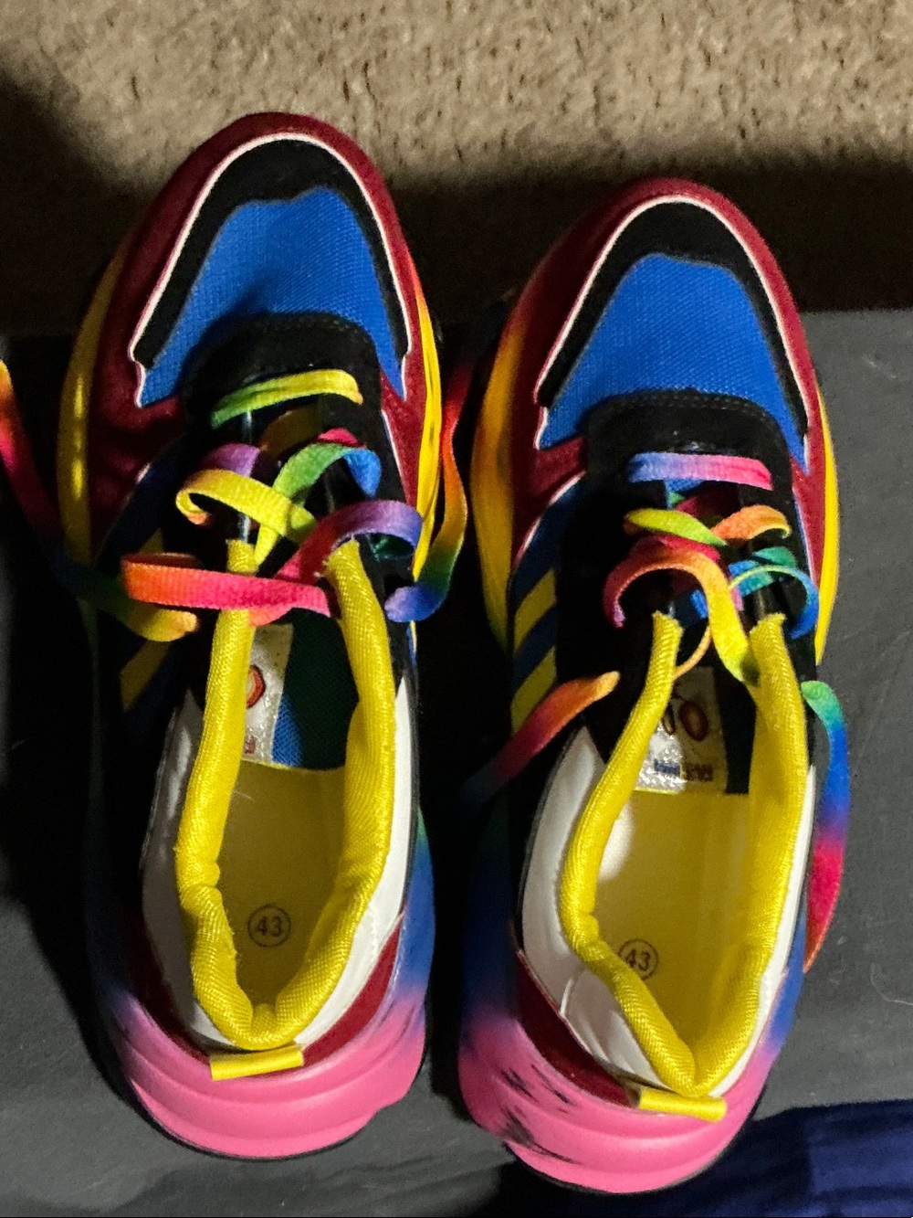 Women's Chunky Rainbow Platform Sneakers  Multi-Color  Y2K Rave shoes